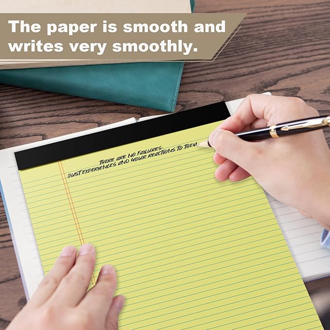 AILZFEI 12 Pack Yellow Legal Pads 8.5 x 11.75 College Ruled Yellow Note Pad Narrow Ruled 30 Sheets Notepads Perforated Writing Pad Clear Print 8x11 Legal Pads Pads of Paper