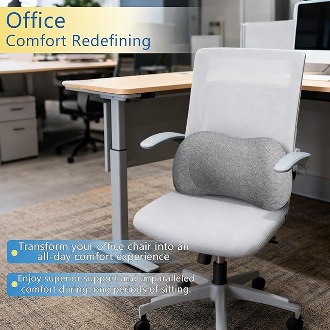 RaoRanDang Lumbar Support Pillow, Back Support for Office Chair Car Ergonomic Memory Foam Lumbar Support Pillow Fatigue Relief, Comfort and Support Your Back