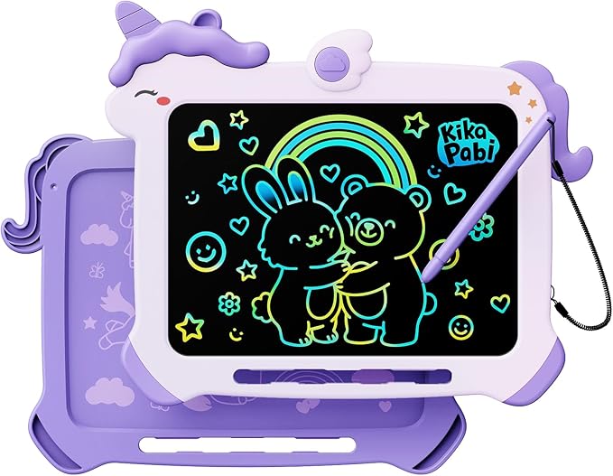 Kikapabi LCD Writing Tablet for Kids, Unicorn Toys Gifts for 3 4 5 6 7 Year Old Girls, Colorful Drawing Doodle Board, Toddler Educational Travel Toys Christmas Birthday Purple