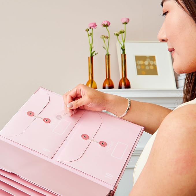 Savor | The Folio™ Document Organizer 2025 Edition | Premium Life Binder Acid-Free Custom Dyed Cloth-Bound Accordion Organizer w/ 10 Expandable Pockets | File Folders for Home Organization (Pink)