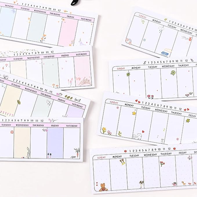Weekly Organizer Long Strip Planner Notebook Pads Random Patterns for Goal Tasks Ideas Notes