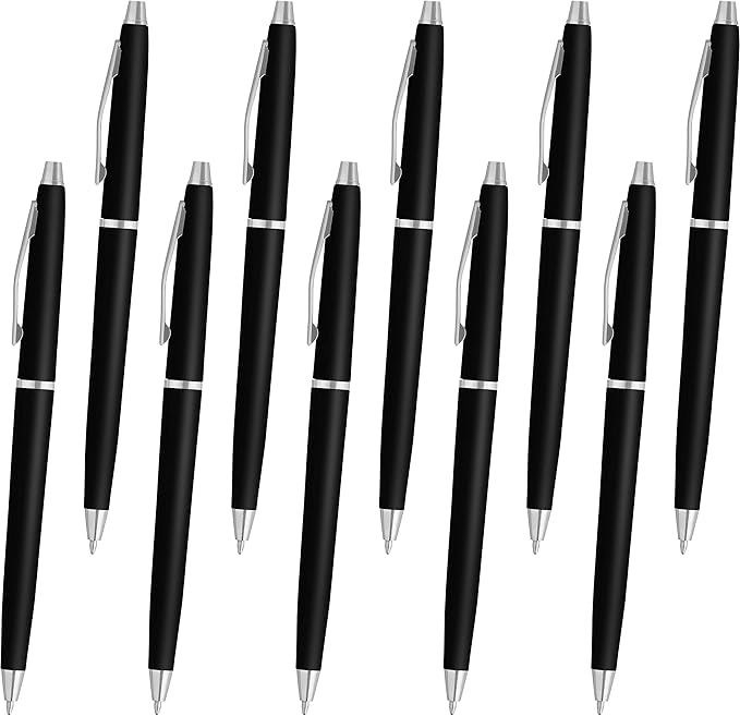 DISCOUNT PROMOS Langham Ballpoint Pens Set of 10, Bulk Pack - Black Ink, Great for Office, School, Business, Tradeshows - Black
