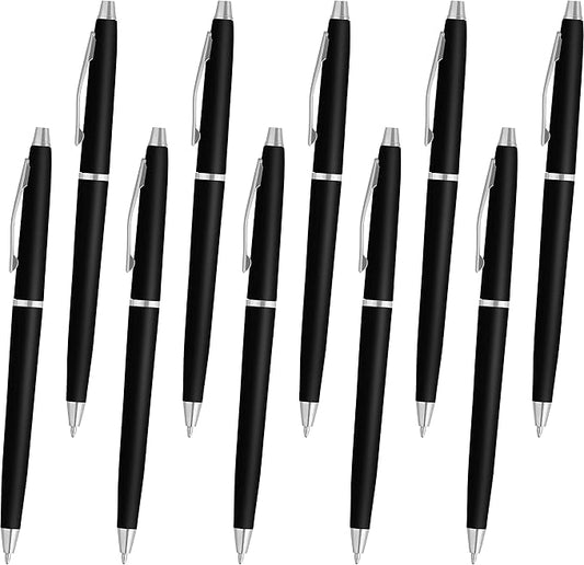 DISCOUNT PROMOS Langham Ballpoint Pens Set of 10, Bulk Pack - Black Ink, Great for Office, School, Business, Tradeshows - Black