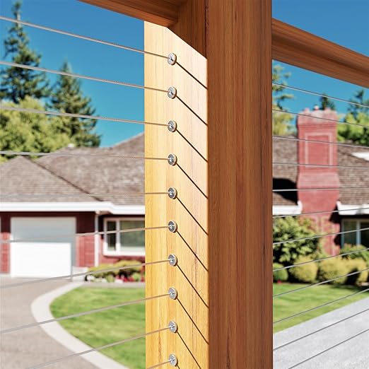 BLIKA 50 Pack Stainless Steel Protector Sleeves for 1/8" 5/32" or 3/16" Deck Cable Railing, for Wood/Composite Posts, T316 Marine Grade, Cable Railing Protector Sleeves