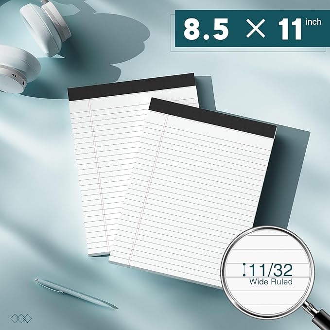 AILZFEI 3 Pack Legal Pads 8.5 x 11 inch Notepad, 30 Sheets per Note Pads Wide Ruled Legal Pads, Pads of Paper Writing Pad - Ideal for Office, School or Home Use
