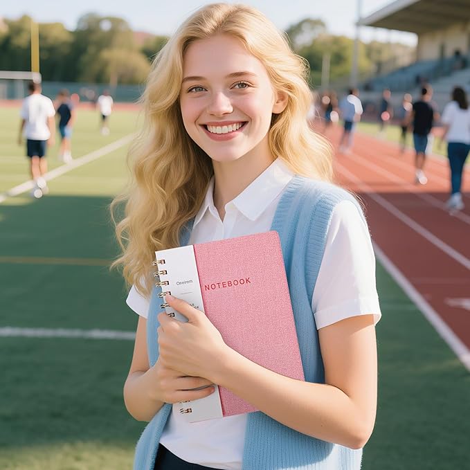 Spiral Notebook-5.75" x 8.125" College Ruled Journal with Inner Pockets and 160 Pages,PU Leather Cover Business Journal, Twin-Wire Binding Notebook Perfect for Office & Home School Supplies Dark Grey