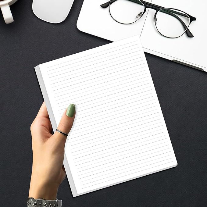 Unpunched Line Paper - 100 Sheets/200 Pages Loose Leaf Paper Line Refills, Letter Size, 100gsm, White, 8.5" x 11"