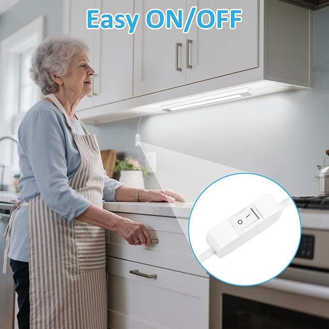 maylit Under Cabinet Lighting Plug in, 14 Inch Linkable Ultra Bright LED Light Bar, Renter Friendly Lamp, Wired Indoor Lights for Kitchen Cabinet, Counter, Workbench, Desk, Shelf, Cool White
