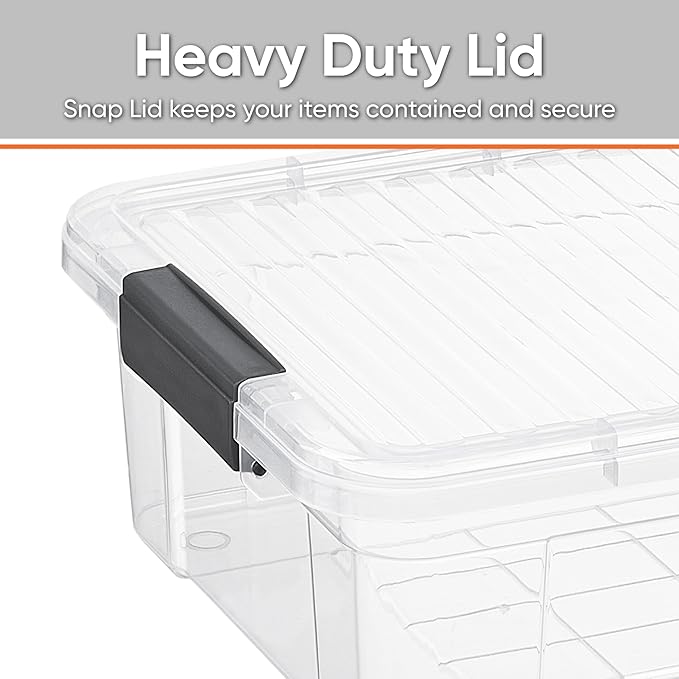 Superio Clear Storage Boxes with Lids, 13.7 Quart Plastic Container Bins for Organizing, Stackable Crates, BPA Free, Non Toxic, Odor Free, Organizers for Home, Office, School, and Dorm