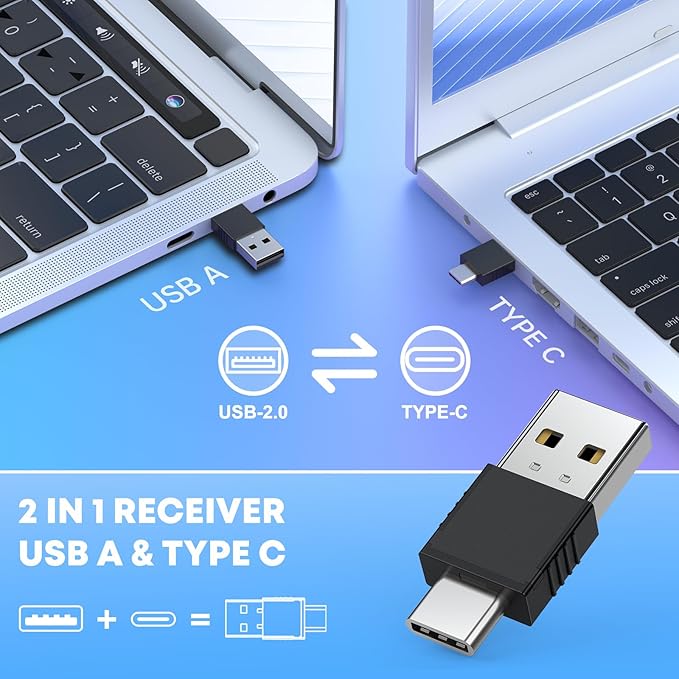 2 in 1 Type C USB Presentation Clicker Red Light, Wireless Presenter Remote PPT Clicker for Computer Presentations, Slide Advancer for Mac Laptop