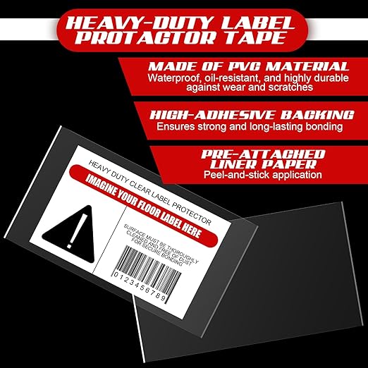 Janlaugh 50 Pcs Industrial Clear Label Protectors 10 x 6 Inch Waterproof Clear Labels Seals for Protecting Barcodes, Industrial Floor Markers, Numbers