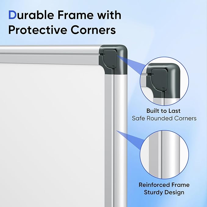 VUSIGN 18" x 12" Small Magnetic Whiteboard for Wall, Dry Erase Board with Silver Frame, Hanging White Board for Office, Home, School, Dorm – Includes Markers, Magnets & Eraser