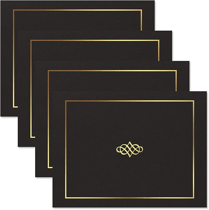 Ornate Empire Award Certificate Collection - Includes 25 Certificate Papers (White/Gold), 25 Heavy Linen Folders (Black/Gold), 25 Gold Foil Seals, Laser & Inkjet Printer Compatible