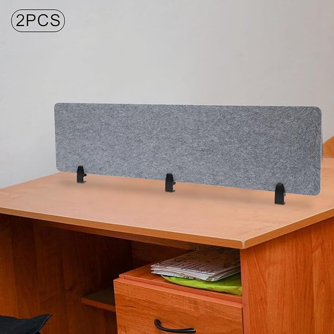 Clamp-On Acoustic Desk Divider, 2Pcs 60x16in Acoustic Partition, Desktop Privacy Panel, Sound Absorbing Workstation Panel (Castle Gray, 60" x 16")