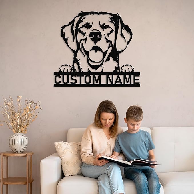 Dyoart Custom Dog Metal Signs - Personalized Metal Dog Decor, Rustic Farmhouse Dog Signs for Home Decor, Dog Metal Wall Art, Family Name Sign, Gifts for Mom Dad Dog Lovers, Dog Room Decor