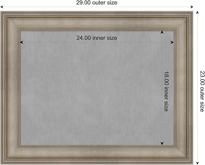 Amanti Art Silver Framed Magnetic Board 23x29 Medium Vision Board for use with Magnets, 100% Metal Sheet to Display Items as Office Decor or for Home Organization in mudroom, Kitchen or Kids Room