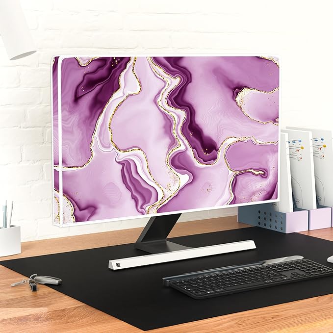 Baocicco Violet Gold Marble Waterproof Weatherproof and Dust-Proof TV Screen Cover 40, 41, 42, 43 Inch for Home Office Creative TV Covers for TVs Screen Anti-Static Dustproof Protective