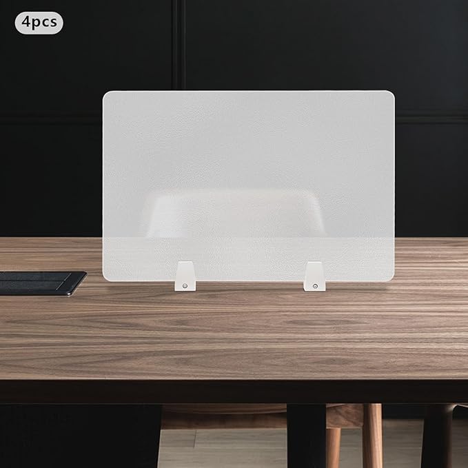 4 Pcs Desk Divider Privacy Panel, 23.6”L X15.8”W Frosted Acrylic Desk Privacy Panels with 8 Clamps for Offices Schools Call Centers (Frosted Color)