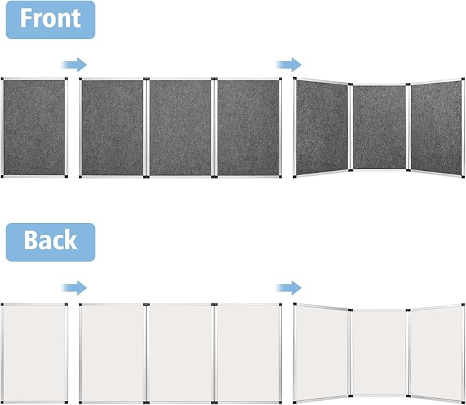 Nisorpa 3+1 Panel Trade Show Presentation Board 70.8 x 35.4 in Desktop Tri Fold Display Board Gray Single Sided Tabletop Display 4 Folding Panels with Moving Bag