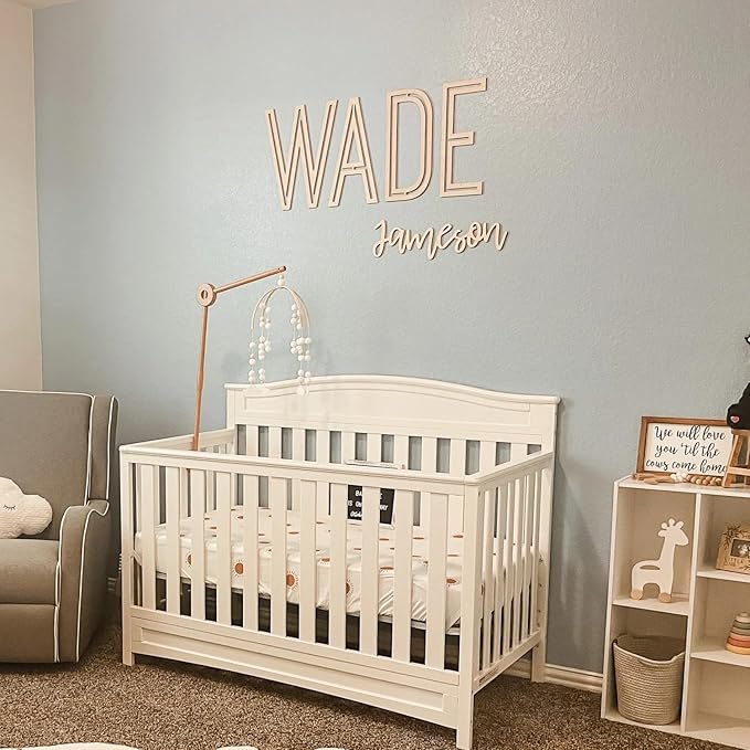 Personalized Wooden Name Sign for Nursery - Custom Name Signs for Kids Room, Personalized Nursery Name Sign - Perfect Room Decoration, Wall Name Decoration & Wedding signs, Family Name Signs (First & Middle Name - Style 1)
