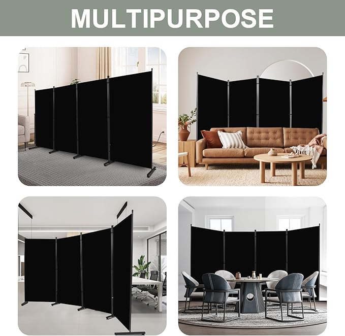 Room Divider 6FT 4 Panel Privacy Screen, 136'' Wide Fabric Indoor Room Divider Wall Divider for Room Separation, Portable Room Partitions and Dividers Freestanding Temporary Wall Room Separators