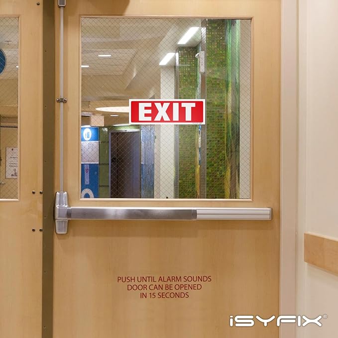 iSYFIX Exit Signs Stickers – 2 Pack 12x4 Inch – Premium Self-Adhesive Vinyl, Laminated for Ultimate UV, Weather, Scratch, Water and Fade Resistance, Indoor and Outdoor