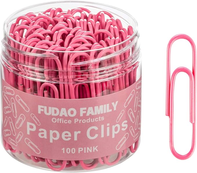 Jumbo Paper Clips, 2 Inch Large Paper Clip, 100 pcs Paperclips (Jumbo, Pink)