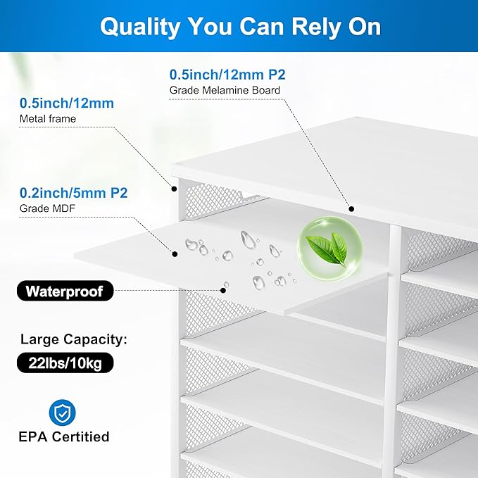 PAG-Mass Mail Sorter Adjustable Countertop Mail Holder, Heavy Duty Literature Organizer, Student Mailbox for Classroom, Desktop Bill Paper Organizer for Office Home School, 36 Compartments, White