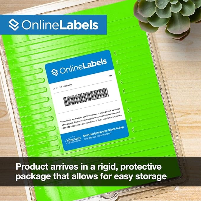 Neon Green Address Labels - 2.625 x 1 - Pack of 3,000 Labels, 100 Sheets - Inkjet/Laser Printer - Online Labels