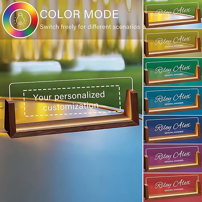 Custom Office Name Plate, Personalized Light Up Desk Sign for Coworkers Team Members, Employee Appreciation Gifts