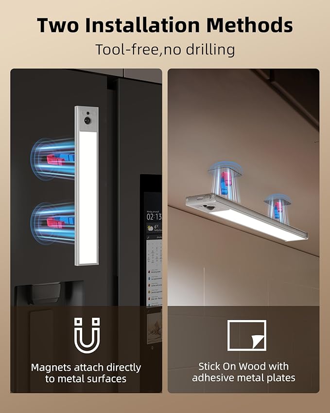 EZVALO 5 Pack Under Cabinet Lighting, 3200mAh Rechargeable Motion Sensor Light, 12inch Magnetic Closet Lights with Dimmable & 3 Color Temps, Wireless Motion Activated Lights with Remote for Kitchen