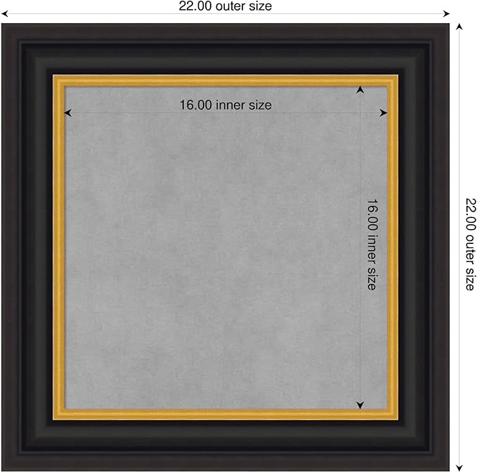 Amanti Art Black Framed Magnetic Board 22x22 Small Vision Board for use with Magnets, 100% Metal Sheet to Display Items as Office Decor or for Home Organization in mudroom, Kitchen or Kids Room