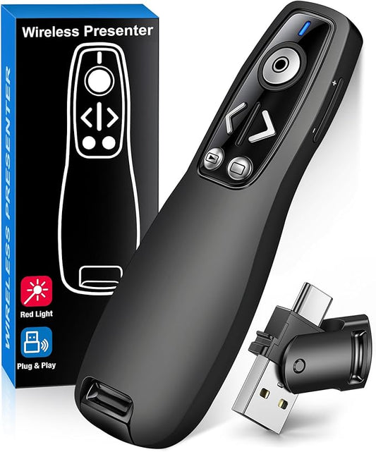 Presentation Clicker Wireless Presenter Remote for PowerPoint, Powerpoint Clicker with Volume Control PowerPoint Slide Advancer for Mac, Computer, Laptop-E600