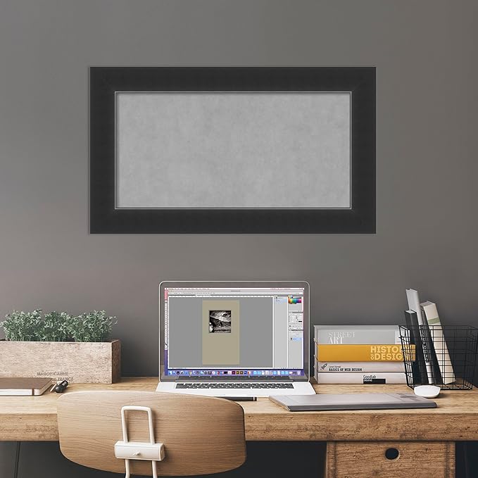 Amanti Art Black Framed Magnetic Board 17x29 Small Vision Board for use with Magnets, 100% Metal Sheet to Display Items as Office Decor or for Home Organization in mudroom, Kitchen or Kids Room