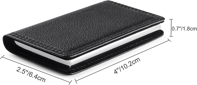 Wisdompro Business Card Holder, 2-Sided PU Leather Folio Name Card Holder Wallet Case with Magnetic Shut for Men and Women, Ultra Slim and Thin