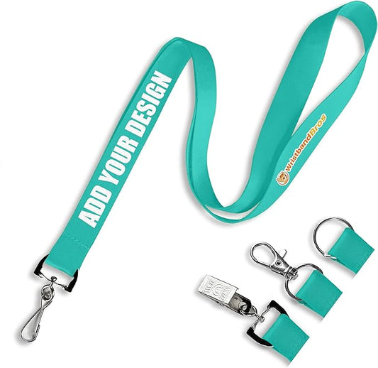 Wristband Bros Custom Lanyards For ID Badges, Keys & More | Add Text & Logos | Choose Your Attachment | Bulk Quantities For Events