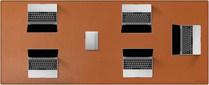 ZORESYN Conference Table Pads (70.87" x 31.5") - PU Leather Extended Large Mouse pad Office Desk Mat - Nonslip Base and Waterproof Desktop Writing Pad Mouse Mat (Light Brown)