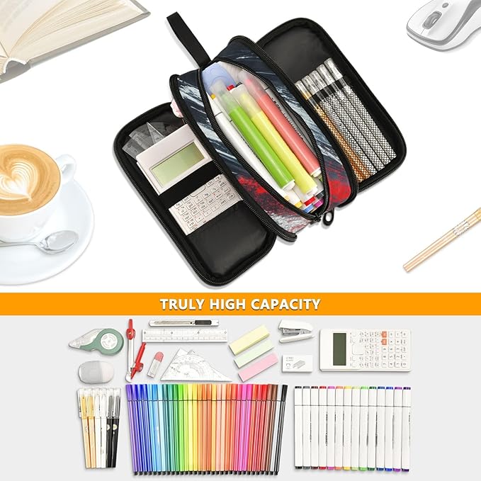 BOENLE Racing Car Truck Pencil Case Box Boys Girls Large Pencil Pouch with Zipper Compartments Big Capacity Stationery Pen Bag Organizer for Kids Teens Adults School