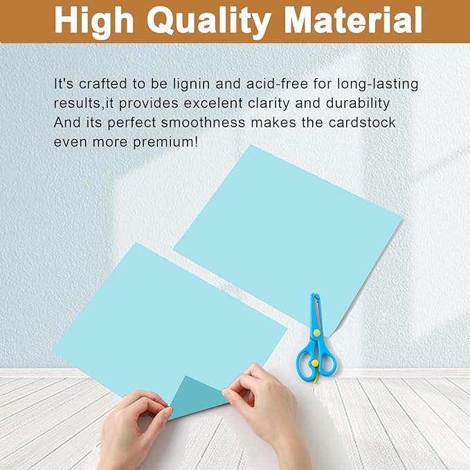 Silunkia 120 Sheets Light Blue Cardstock 8.5 x 11 Craft Paper, 250gsm/92lb Heavyweight Paper Card stock for DIY Cards Making, Wedding Invitations, Birthday Decorations, Menus