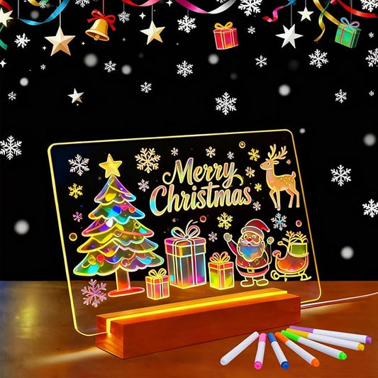 SetGame Led Note Board with Colors 7 Pens, Light Up Dry Erase Board with Stand as Night Light for Room/Store/Office/Festival/Gifts, Personal Art Creative Drawing Board for Boys/Girls/Teens & Adults
