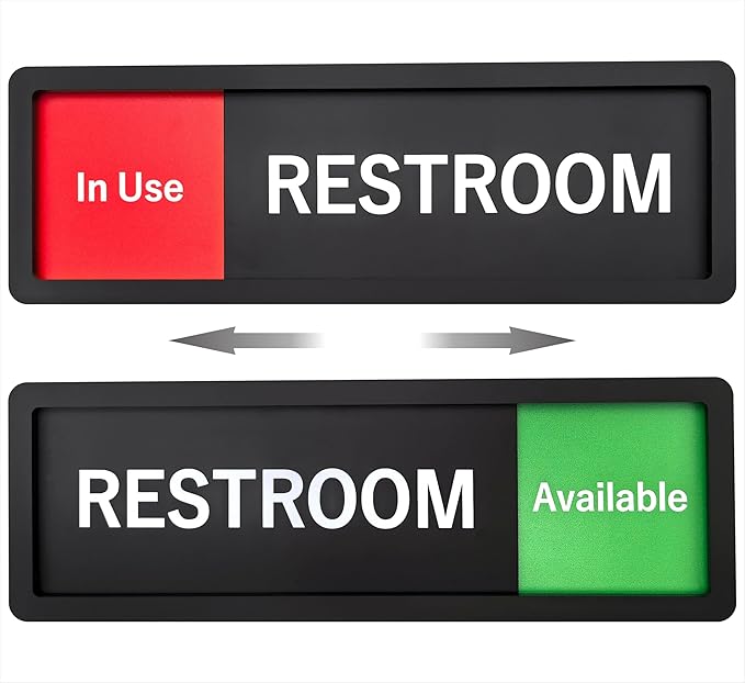 Restroom Sign – In Use/Available Slide Switch Sign ，Premium Durable Acrylic Material, Super Strong Self-Adhesive, Quick Installation, Suitable For Your Home And Business (9×3 Inches, Black)