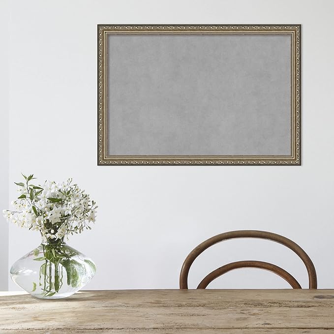Amanti Art Silver Framed Magnetic Board 18x26 Medium Vision Board for use with Magnets, 100% Metal Sheet to Display Items as Office Decor or for Home Organization in mudroom, Kitchen or Kids Room