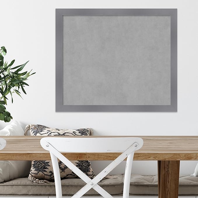 Amanti Art Grey Framed Magnetic Board 22x26 Medium Vision Board for use with Magnets, 100% Metal Sheet to Display Items as Office Decor or for Home Organization in mudroom, Kitchen or Kids Room