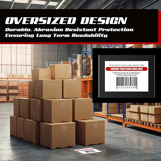 Janlaugh 50 Pcs Industrial Clear Label Protectors 10 x 13 Inch Waterproof Clear Labels Seals for Protecting Barcodes, Industrial Floor Markers, Numbers