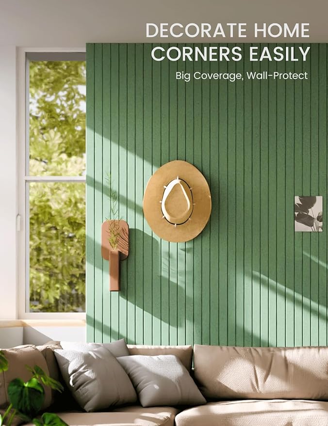 Large Felt Bulletin Board 48" x 36" Cork Board Alternative-12 Pack with 70 Safe Removable Adhesive Tabs, Cork Boards for Walls Cork Board for Home Office Classroom Pin Board-Moss Green