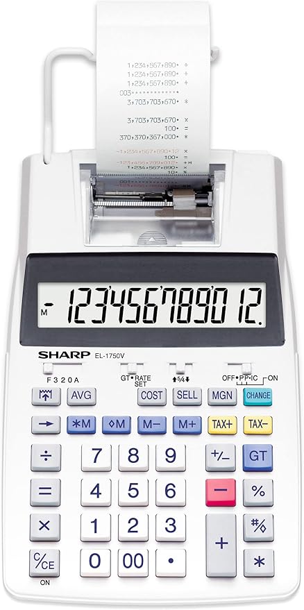 Sharp SH-EL1750V Printing Calculator, Black/Red