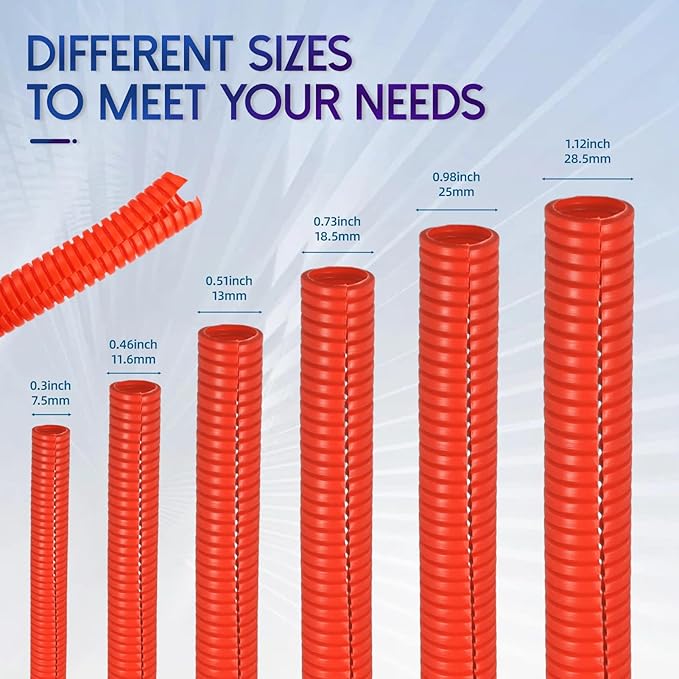 Split Wire Loom Tubing, 10,25ft Cord Protectors from Pets No Chew, Flexible Wire Covers Cord Protectors, Protective Split Cable Sleeve for Automotive Home Industrial Wires(Red, 0.73inch-25ft)