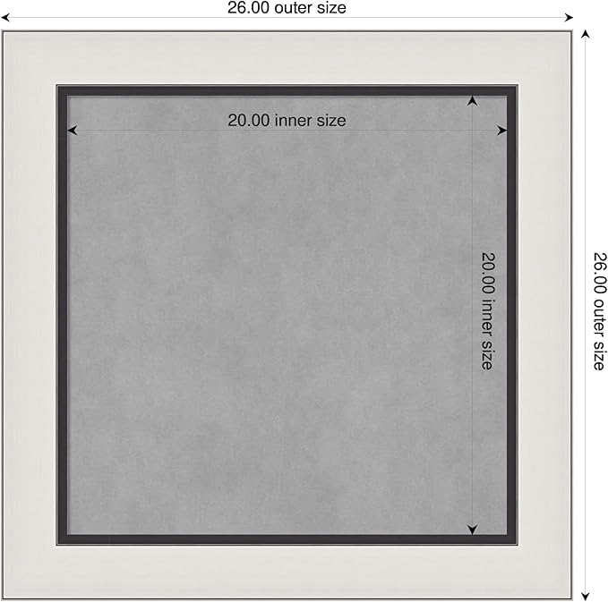 Amanti Art Silver Framed Magnetic Board 26x26 Medium Vision Board for use with Magnets, 100% Metal Sheet to Display Items as Office Decor or for Home Organization in mudroom, Kitchen or Kids Room