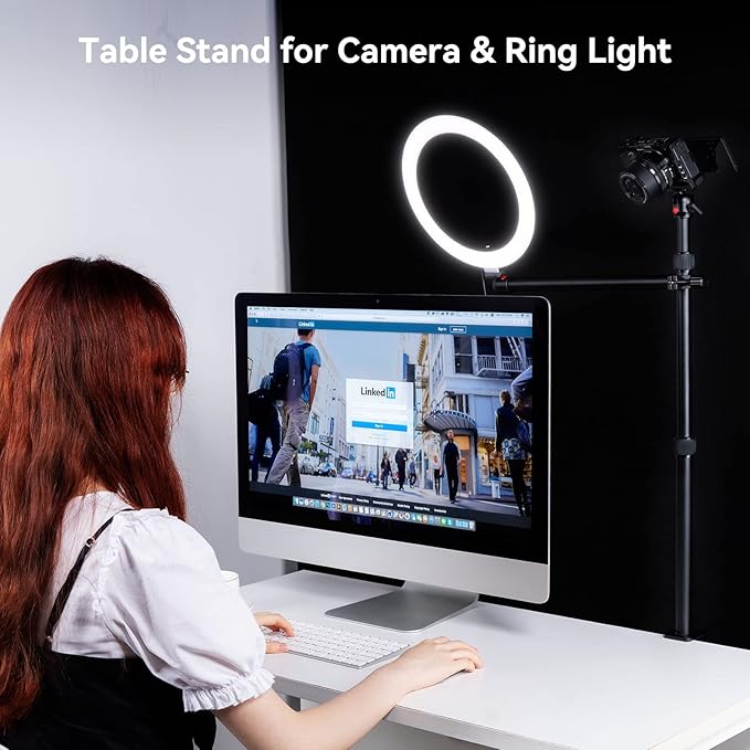 SMALLRIG Camera Desk Mount Table Stand with Magic Arm and 1/4" Ball Head, 13"-35.4" Adjustable Light Stand, Tabletop C Clamp for DSLR Camera, Ring Light, Live Streaming, Photo Video Shooting - 3992