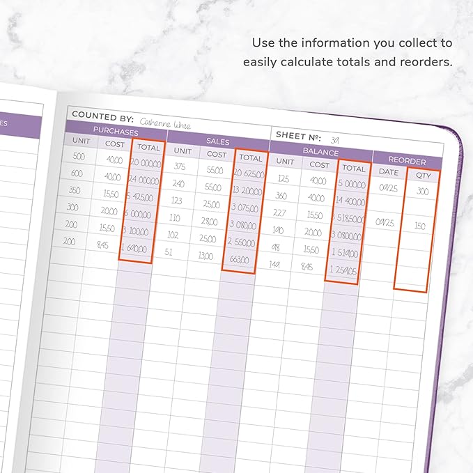 Clever Fox Inventory & Sales Log Book for Small Business – Inventory Ledger Book, Inventory Notebook, Order Tracker Book for Purchases, Sales & Reorders – Undated, Hardcover, A5, Purple